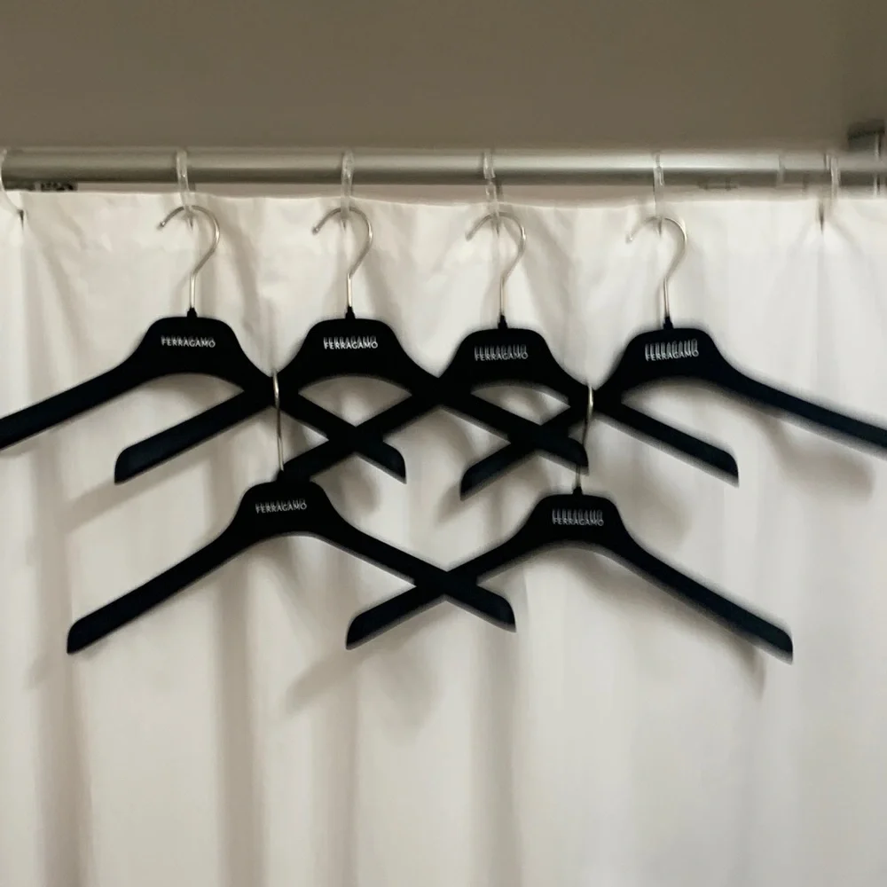 Salvatore Ferragamo Black Velvet Hangers Set of 6